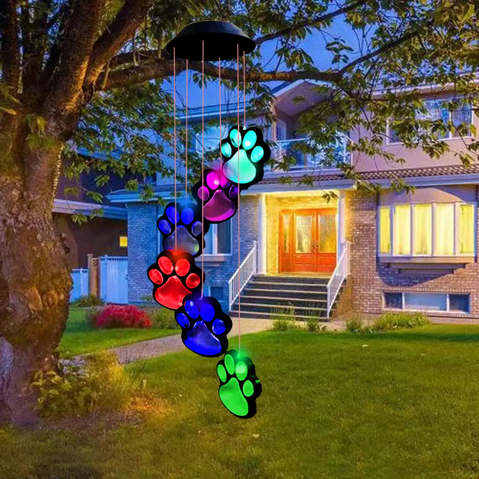 Paw Prints Solar Wind Chime